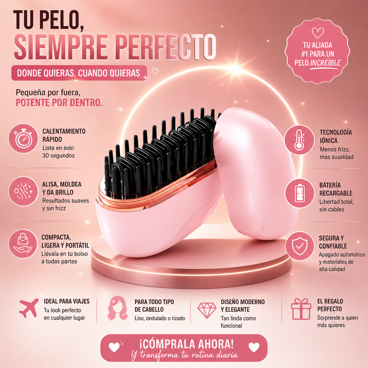 Glowrya Hair™ – Mini Plancha Antifrizz